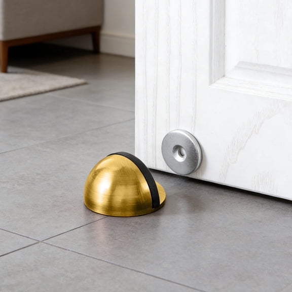 VMWMSSR Door Stopper Semi Circular Stainless Steel Door Holder No Drill Anti Collision Anti Slam Door Stop Accessory For Indoor Bedroom Living Room(Gold-1.77")