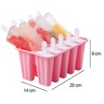 thumbnail image 3 of Moldes Para Paletas Bandeja de moldes de paletas de hielo de bricolaje para el hogar para hacer helados de silicona (rosa de 10 celdas) Ehuebsd Libre de BPA, 3 of 8