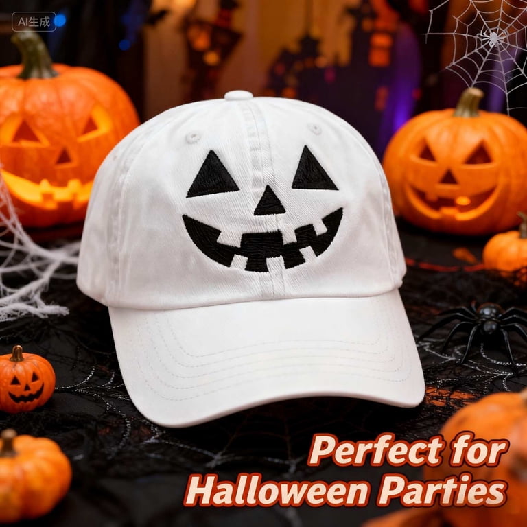 Unisex Pumpkin Face Baseball Hat Adjustable Snapback Retro Spooky Season Cap DOVACKA Unisex Autumn Halloween Pumpkin Face Baseball Hat  main image 3