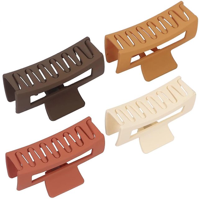4 PCS Hair Claw Clips for Women, 3.5 Inch Matte Big Claw Clips Strong Hold Non-Slip Barrettes Rectangular Hair Clips for Long Thin Thick Hair