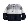 thumbnail image 1 of Jacquard Contrast Color Hooded Long Sleeve Tops for Men, 1 of 5