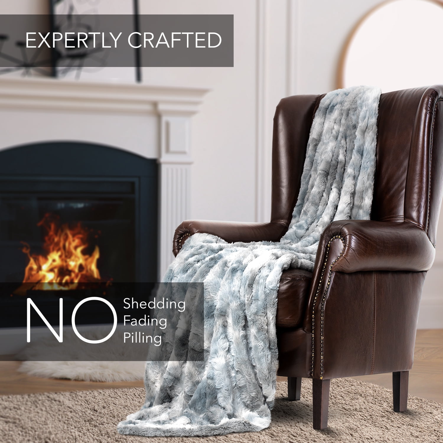 Everlasting Comfort Luxury Polyester Throw Blanket - Soft, 65”x50” (Arctic Blue)