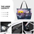 thumbnail image 4 of Ratiio lighthouse Waves Torrential Rain Print Large Capacity Beach Travel Bag, Polyester Waterproof Tote Bag with Zipper for Vacation and Daily Use, 4 of 6