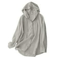 thumbnail image 2 of Kilaqueen Drawstring Hoodies for Women Swim Cover Up UPF 50+ Sun Protection Long Sleeve Hoodie Button Down Jacket Lightweight Beach Swimwear Coverups, 2 of 7