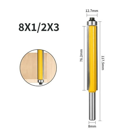 

GLFILL 1Pc 8mm Shank Flush Trim Top Bearing Long Router Bit Woodworing Milling Cutter