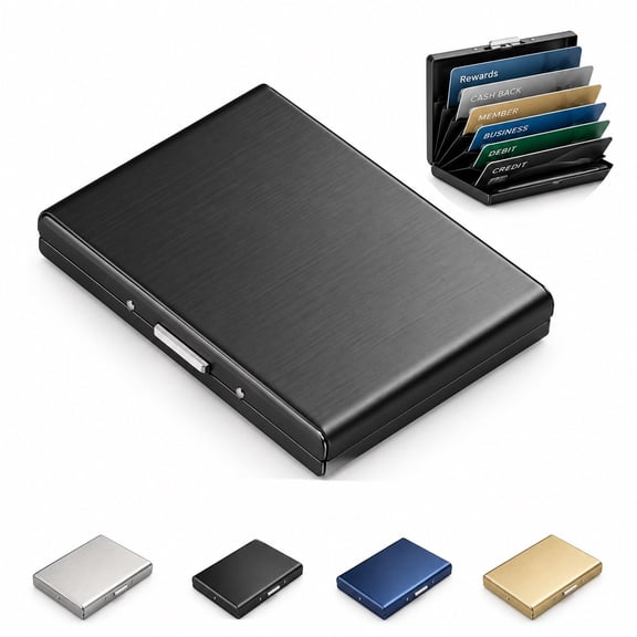 Stainless Steel RFID-Blocking Card Holder, Metal Wallet with Accordion Slots, Hard Shell Case for Men and Women