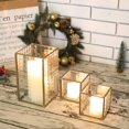 thumbnail image 1 of Merek Set of 3 Copper Frame with Texture Glass Hurricane Candleholder Lantern Decorative Box Plant Terrarium Tabletop Curio Case/Shadow Box Great for Home Decor and Wedding (Copper), 1 of 5