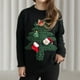 thumbnail image 1 of Suéter de cuello redondo para mujer, estampado navideño, cuello redondo, manga larga, suéter de punto, blusa de poliéster para mujer, 1 of 4