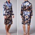 thumbnail image 6 of EQWLJWE Silk Ice Silk Long Sleeved Men's Pajamas Long Robes Bathrobes Home Clothes Robes Holiday Clearance, 6 of 8