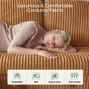 LINSY HOME 7 Seaters Modular Sectional Sofa, Plush Corduroy Sectional Couches, Sleeper Sofa with Pull Out Bed for Living Room, Brown