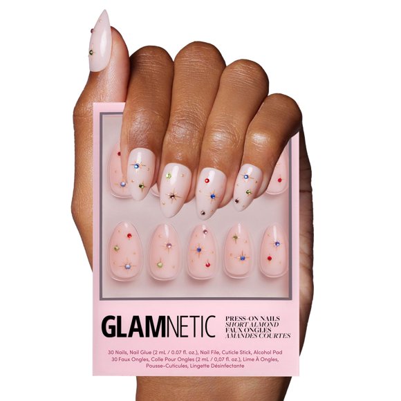 Uñas prensadas con forma de estrella polar glametica semitransparente