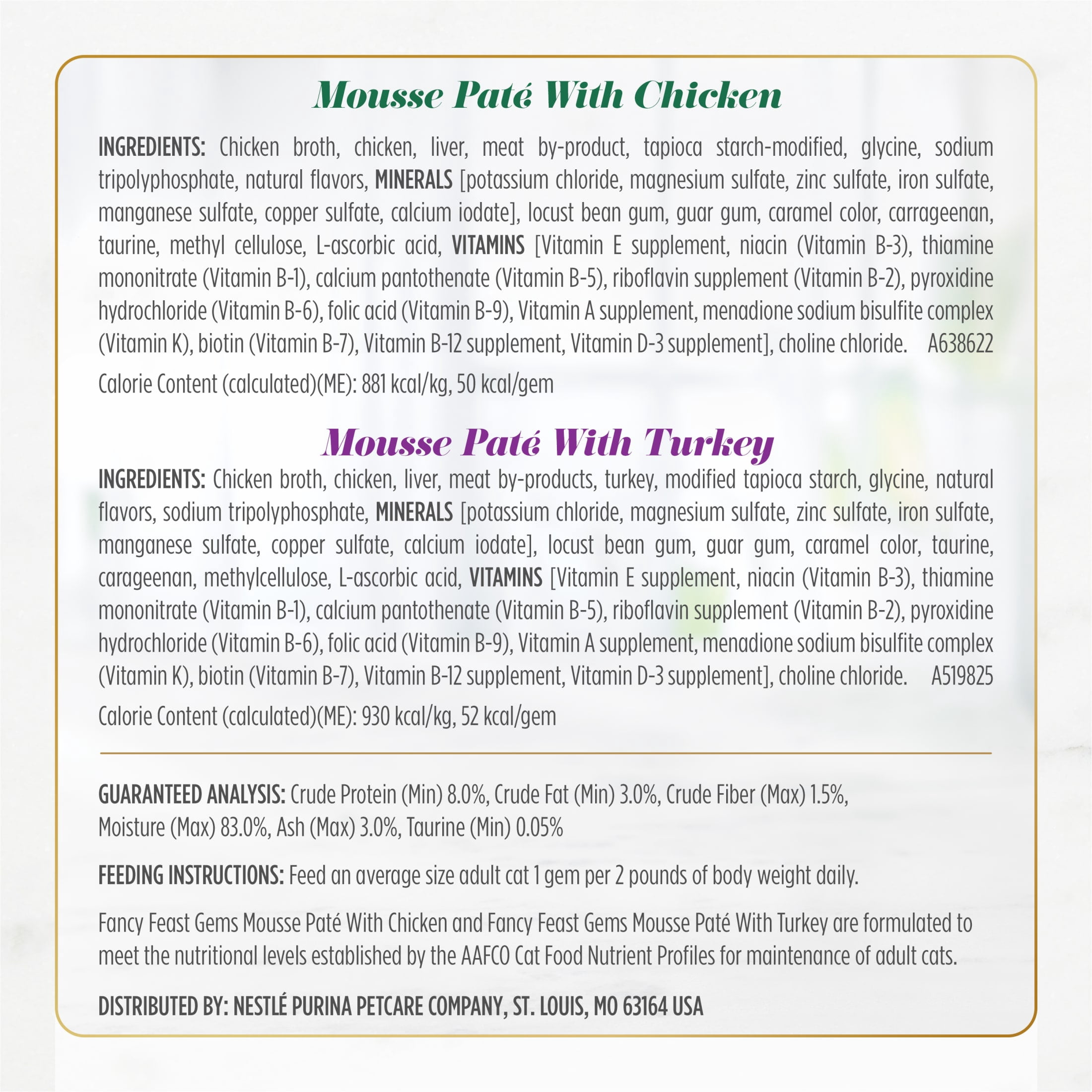 Purina Fancy Feast Gems Mousse Pate with Chicken, Salmon, Turkey and Gravy Wet Cat Food Variety Pack, 2 oz. (32 Pack)
