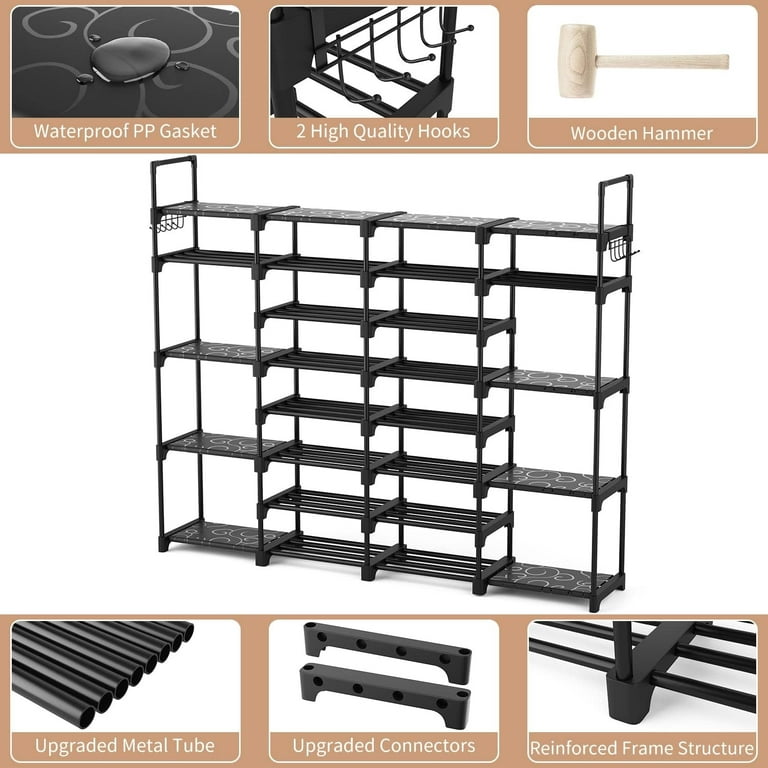 Large Shoe Rack Organizer Tall Metal Shoe Rack for Entryway Holds 62-66  Pairs 8