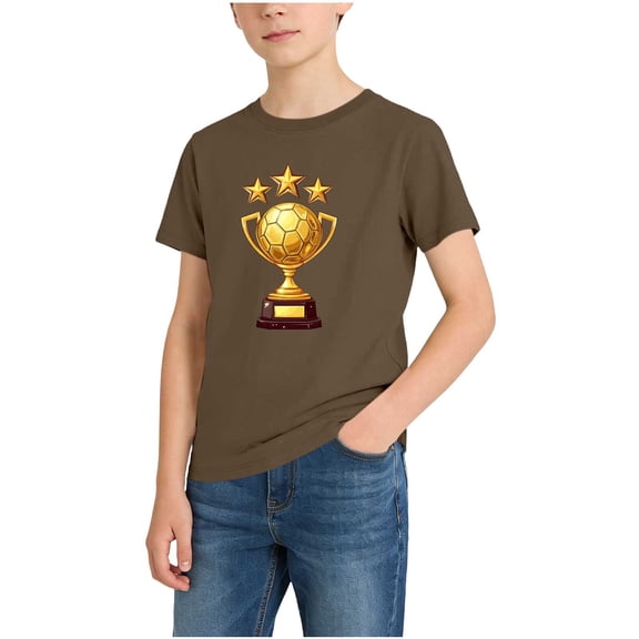 Cethrio Boys T Shirts Size 10-12, Summer Running Casual Short Sleeve Kids Graphic Tees Brown Size 10-12