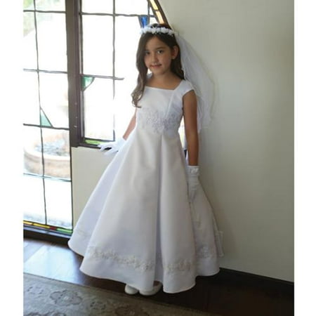 Angels Garment Big Girls White Embroidered Appliques Communion Dress 10