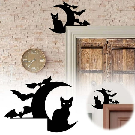 

WIQUOKETT Fall Decor Door Frame Decoration Holiday Creative Door Corner Pendant Black Silhouette Wooden Crafts Fall Decorations for Home