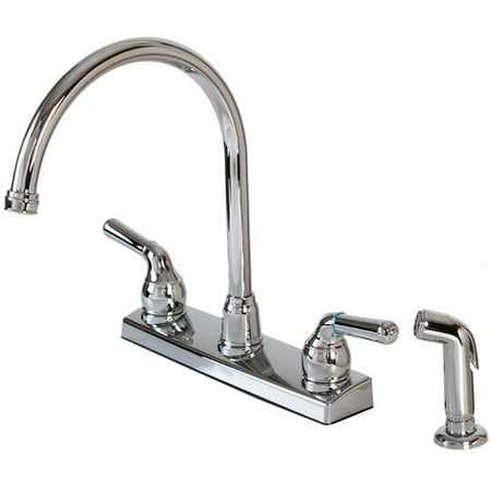 10 Inch Kitchen Faucet - Hardware House Double Handle Kitchen Faucet with Side Spray