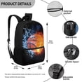 thumbnail image 5 of KUIFORTI Basketball Backpack For School Girls Fire Water Middle School Bookbag for Boys Teens Black Zipper Shoulder Backpack Kids 17 Inch Schoolbag with Side Pockets for Water Bottle & Umbrella, 5 of 6