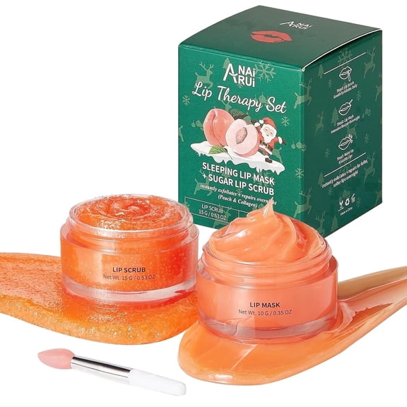 ANAiRUi Lip Care Kit, Scrub & Sleeping Mask, Overnight Hydration for Dry Skin, Holiday Gift Set