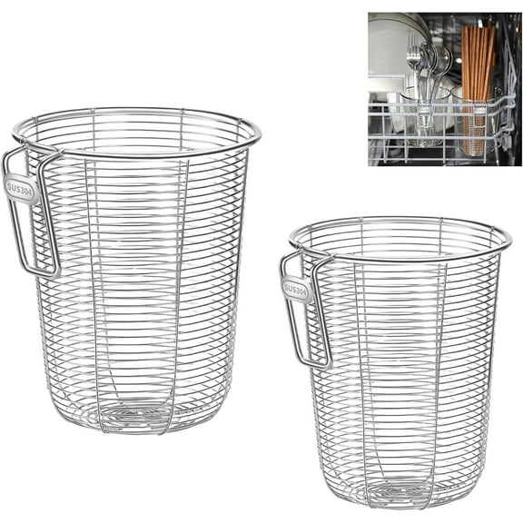ABCISI 2Pcs 18/8 Stainless Steel Dishwasher Cutlery Basket, Kitchen Chopstick Holder Organizer for Kitchen Utensils Clean Up, Drying, or Storing-Dishwasher Basket for Small Items