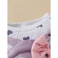 thumbnail image 6 of Elippeo Baby Girls Rompers Dress 3 6 9 12 18 Months Heart Print Fox Embroidered Long Sleeve Skirt Hem Jumpsuits Fall Clothes Bodysuits with Headband, 6 of 10