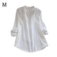 thumbnail image 1 of Camisa de mujer Manga larga Primavera Otoño Blusa Cuello en V Chica Top suelto, Blanco, M Advancent AP000936-05, 1 of 7