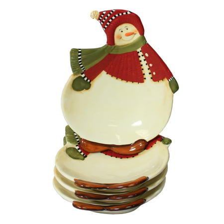 Snowman Delight Collection Hors D' Oeuvre Christmas Dessert Plate (Set of