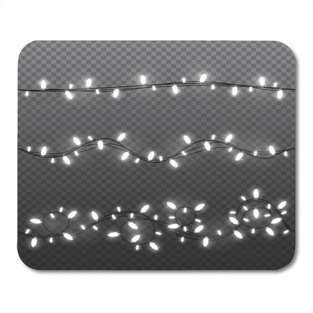 KDAGR Ball Black Fairy of White Garlands Festive Glowing Christmas Lights Horizontal Objects String Hanging Mousepad Mouse Pad Mouse Mat 9x10