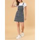 thumbnail image 5 of Vestido de tirantes ajustables de cuadros Inspire Chic para mujer S azul-marrón, 5 of 8