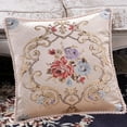 thumbnail image 4 of Cojín floral con relieve europeo | Cojín decorativo cuadrado de 48 x 48 cm | Funda de algodón suave para sofá, cama y coche | Azul, beige, rojo y café, 4 of 6