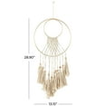 thumbnail image 3 of DecMode Cream Cotton Handmade Macrame Wall Decor with Wood Beads and Gold Circular Frame, 3 of 7