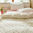 thumbnail image 3 of Nayoroom 100% Organic Cotton Duvet Cover Set, 3 Pieces White Pink Floral Flower Tulip Reversible Soft Bedding Set King, 3 of 13