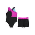 thumbnail image 4 of iiniim Kids Girls Sleeveless Shiny Dance Leotard with Shorts 2-pieces Dancewear Gymnastics 6-16 Hot Pink 8, 4 of 7
