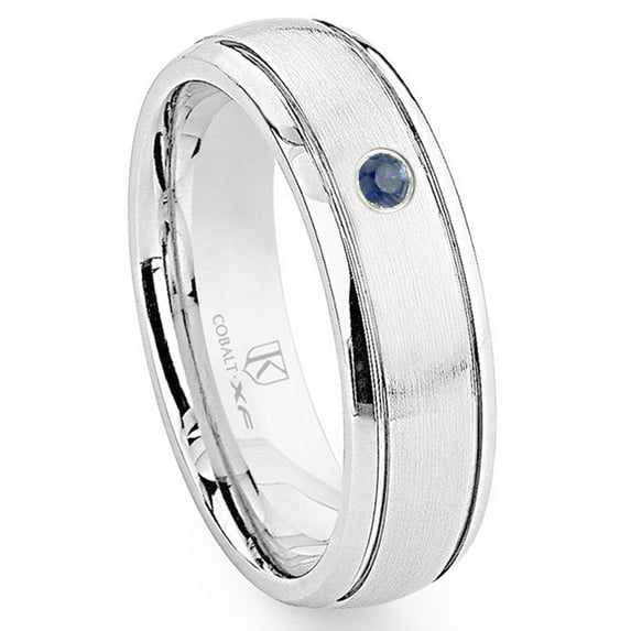 Titanium Kay Cobalt Xf Chrome 7MM Solitaire Sapphire Newport Dome Comfort Fit Wedding Band Ring Sz 11.0