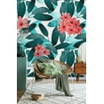 thumbnail image 2 of Pink Flowers and Turquoise Leaves Wallpaper, 2 of 3