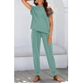 thumbnail image 2 of BTFBM Women's Two Piece Tracksuit Outfits Summer Short Sleeve Tops Long Pants Jogger Lounge Matching Sets Sweatsuit, 2 of 7