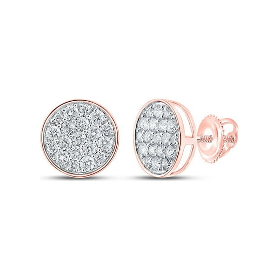 Macey Worldwide Jewelry 10k Rose Gold Mens Diamond Earrings 3/4 Ctw