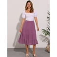 thumbnail image 2 of DARING DIVA Women's Midi Tiered Pleated Elastic Waist A-Line Skirt XS Purple, 2 of 7