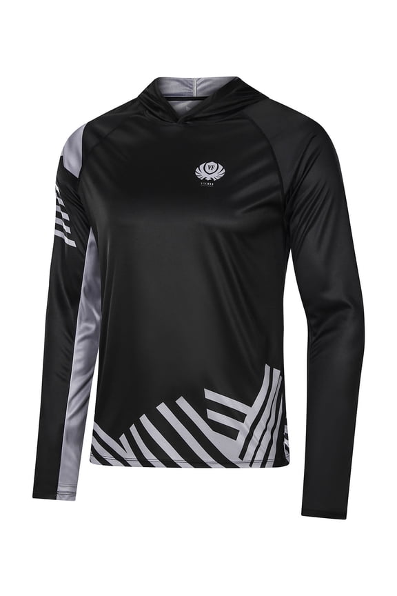 Mens Hoodie Shirt UPF 50+ Sun Protection T Shirts Long Sleeve Athletic Runing Fishing Tops Black XL