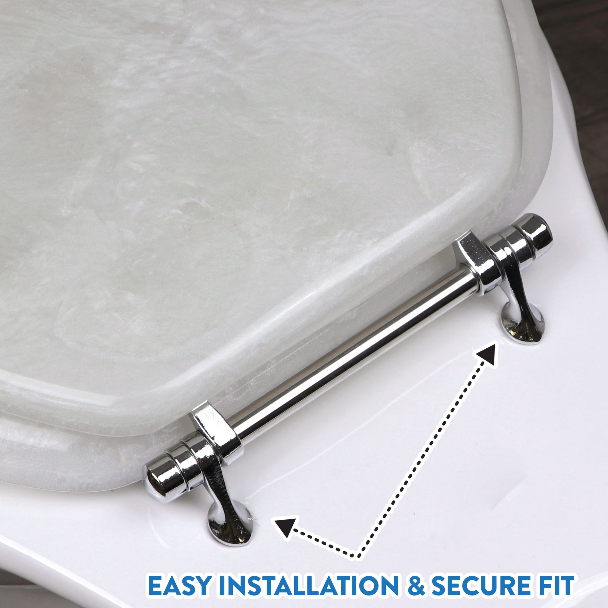 Ginsey Round Resin Decorative Toilet Seat with Chrome Hinges, Capice
