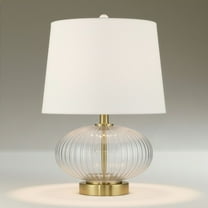 360 Lighting Darrah 20" High Small Mid Century Modern Accent Table Lamp USB Port Clear Glass Brass Finish Living Room Charging