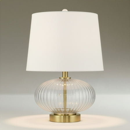 360 Lighting Darrah 20" High Small Mid Century Modern Accent Table Lamp USB Port Clear Glass Brass Finish Living Room Charging
