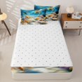 thumbnail image 4 of Homewish Marine Starfish Shell Zipper Twin Comforter Sets with Fitted Sheet and 2 Pillowcases for Teens,Boys Girls Blue Underwater World Zipper Bedding Set,4-Piece, 4 of 6