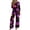Dark Purple, variant on 2 Piece Sets For Women 3/4 Sleeve Halloween Fashion Clothing & Wide Leg Pants Womens Halloween Print Casual Fall Airport Travel Outfits