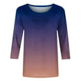 thumbnail image 4 of WQJNWEQ 3/4 Sleeve Womens Tops Plus Size Clearance Graphic Tees Young Adult Misses Fashion Printed Loose T-Shirt Blouse Round Neck Casual Tops, 4 of 5