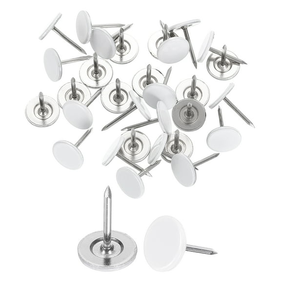 30Pack Push Pins, 11mmx15mm Round Flat Head Decorative Thumb Tacks, White