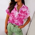 thumbnail image 4 of Hauts d'Entraînement d'Été Grande Taille pour Femmes à Col en V, Manches Courtes, Motif Floral Imprimé, Hauts Décontractés, Blouse Imprimée, Chemise à Col en V, T-Shirt pour Femmes en Liquidation, 4 of 6