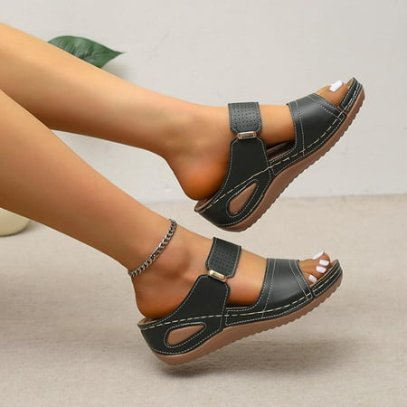 

Hvyesh Womens Orthopedic Sandals Dressy Summer Open Toe Sandals Comfy Arch Support Sandals Walking Beach Sandal Size 6