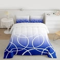 thumbnail image 2 of jejeloiu Geometric Striped Circular Queen Comforter Set,Gradient White Blue Bedding Comforter Set For Girls Boys Reversible 3-Piece, 2 of 8