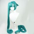 thumbnail image 3 of Peluca de Hatsune Miku para fiesta de cosplay, con 2 coletas largas y rectas, 3 of 4